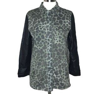 H&M green spotted faux leather sleeve jacket 12